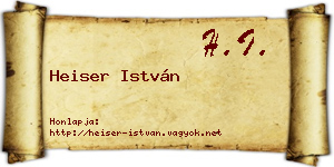 Heiser István névjegykártya
